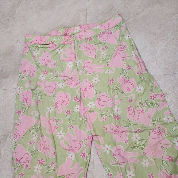 VTG Lilly Pulitzer Womens Size 6 Pink Elephant Cropped Capri Tropical Pants - Picture 4 of 11